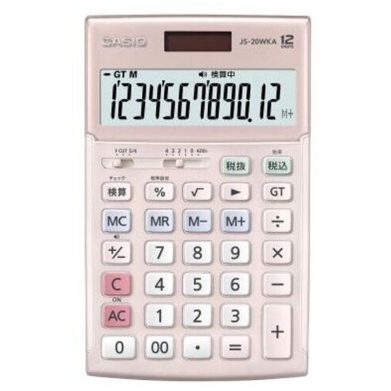 カシオ計算機 実務電卓検算JS-20WKA-PK-N ジャスト12桁 1個（ご注文単位1個）【直送品】