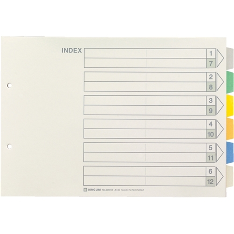 キングジム カラーインデックス A4E 908-6Y 1個(ご注文単位1個)【直送品】