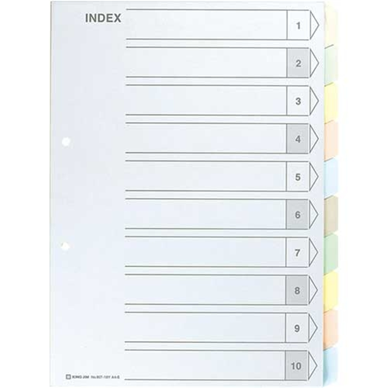 キングジム カラーインデックスA4S 5色10山11枚907-10Y 1個(ご注文単位1個)【直送品】