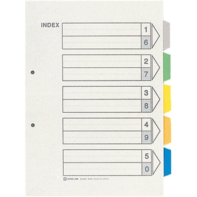 キングジム カラーインデックスA4S 5色5山6枚 907 1個(ご注文単位1個)【直送品】