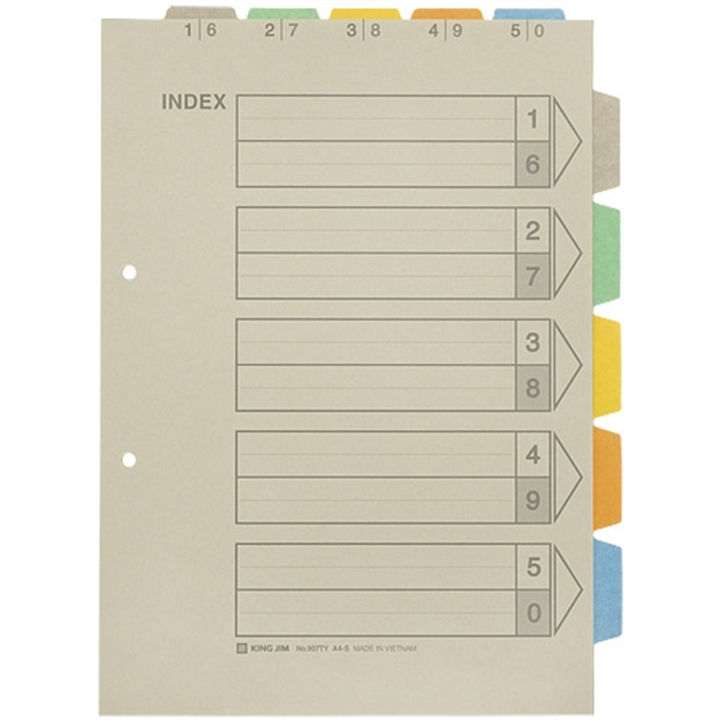 キングジム カラーインデックスA4S 5色5山6枚 907TY-5K 1個(ご注文単位1個)【直送品】