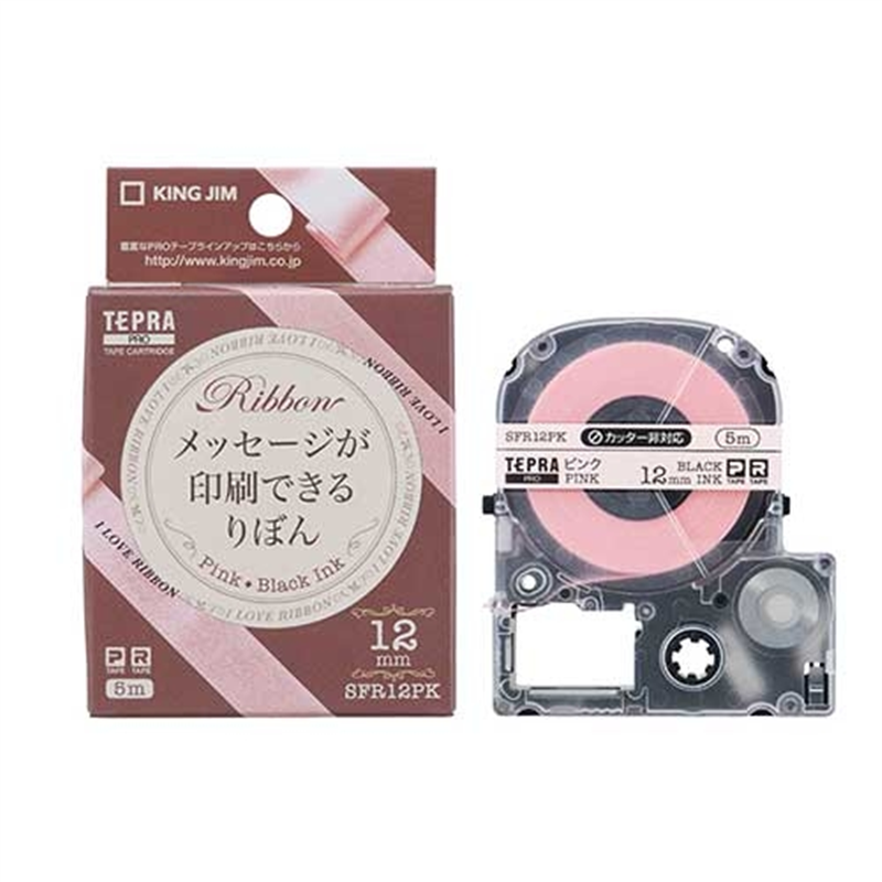 キングジム テプラPROテープりぼん ピンク/黒字SFR12PK 1個(ご注文単位1個)【直送品】