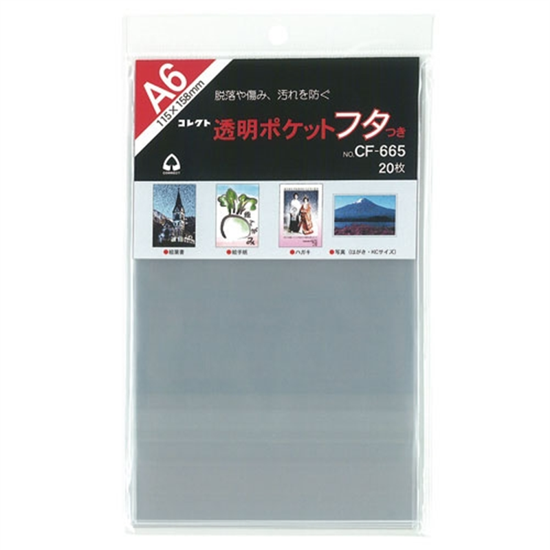 コレクト 透明ポケットフタ付 CF-665 A6用 20枚 1個（ご注文単位1個）【直送品】