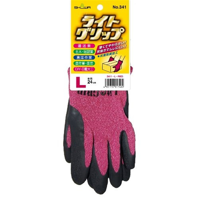 ショーワグローブ 341 ライトグリップ L レッド 1個(ご注文単位1個)【直送品】
