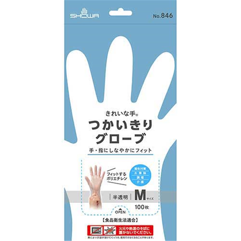 ショーワグローブ つかいきりグローブ 半透明M 100枚X24箱 1個（ご注文単位1個）【直送品】