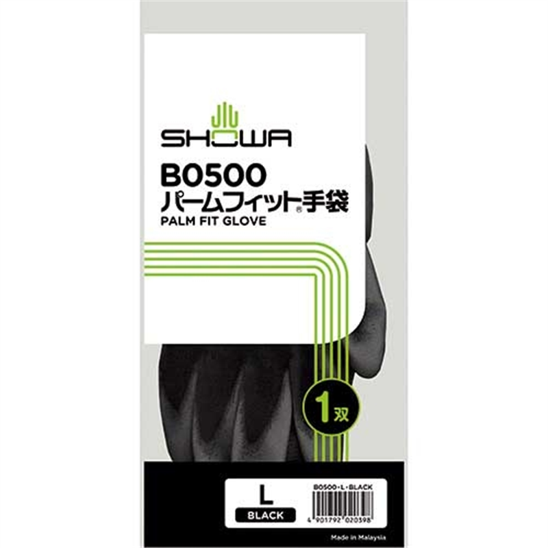 ショーワグローブ パームフィット手袋 B0500 ブラック L 1個(ご注文単位1個)【直送品】