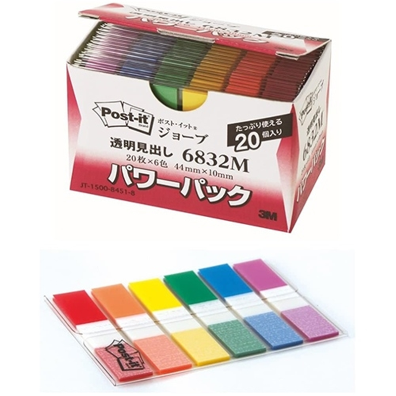 スリーエム ジャパン Post-itフィルム透明見出し 6832M 混色 1個（ご注文単位1個）【直送品】