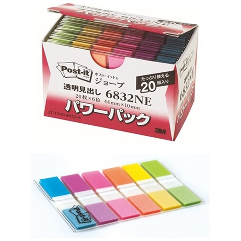 スリーエム ジャパン Post-itフィルム透明見出し 6832NE 混色 1個（ご注文単位1個）【直送品】