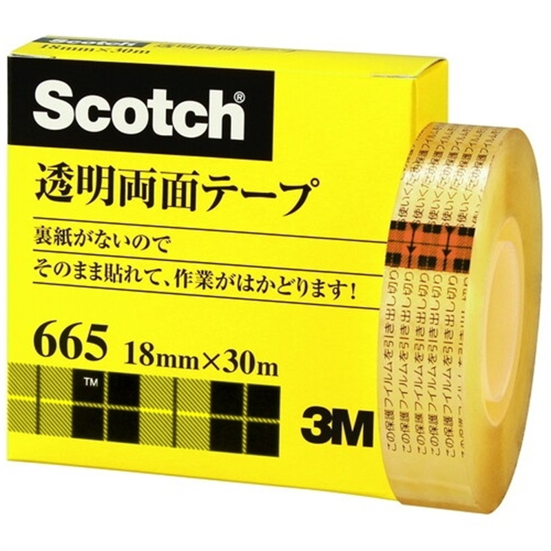 スリーエム ジャパン スコッチ透明両面テープ665-1-18 18mm×30m 1個（ご注文単位1個）【直送品】