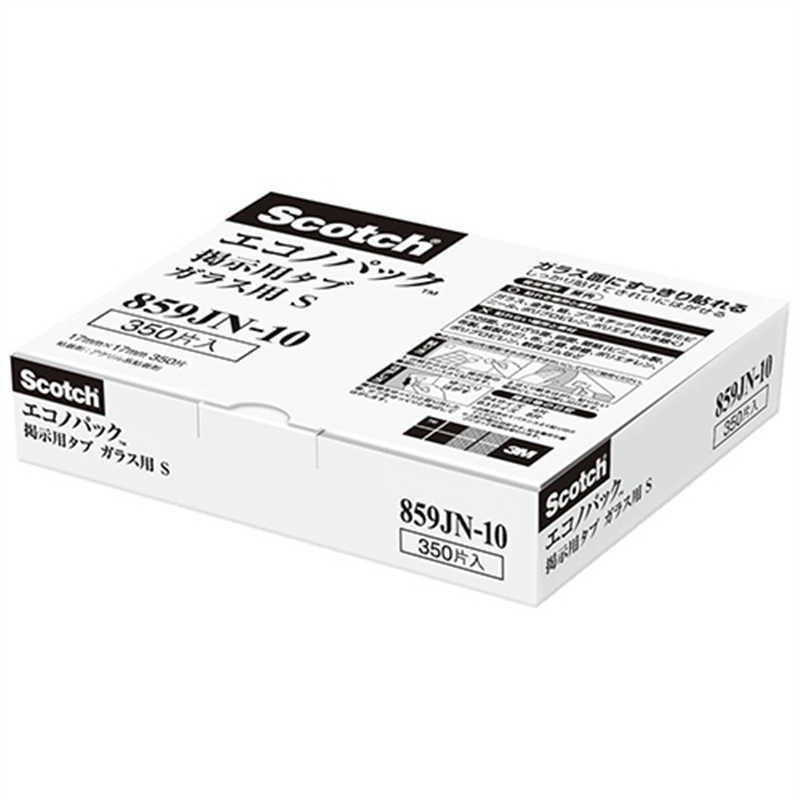 スリーエム ジャパン 掲示用タブ ガラス用SエコノP 859JN-10透明 1個（ご注文単位1個）【直送品】