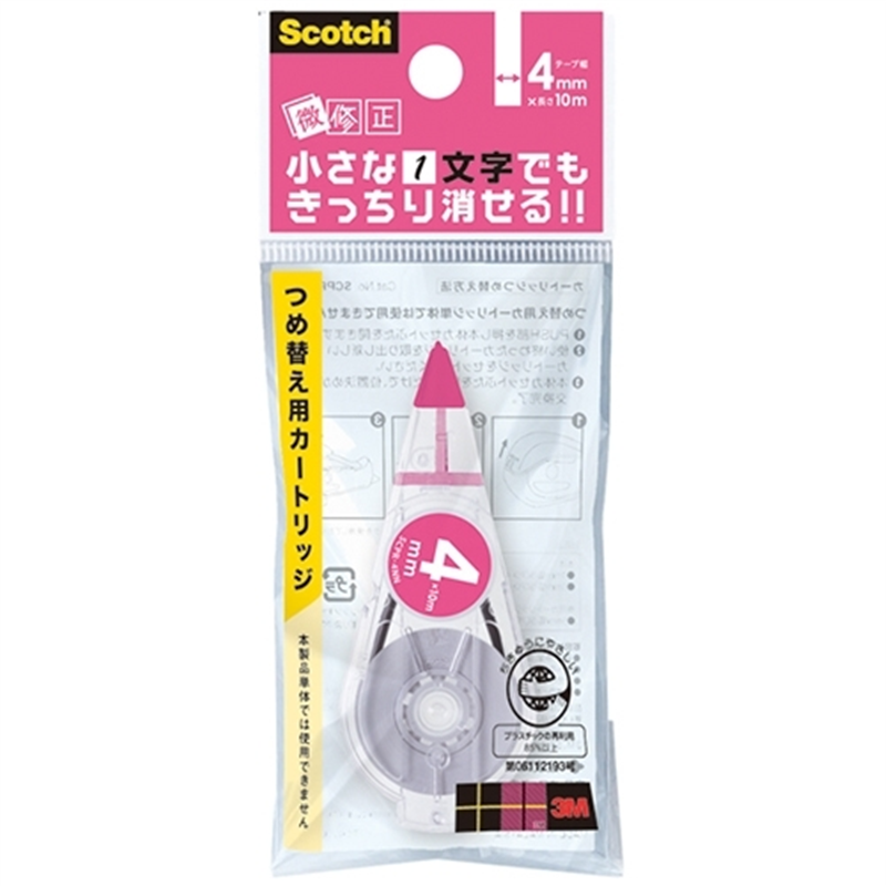 スリーエム ジャパン 修正テープ微修正カートリッジ4mm SCPR-4NN 1個（ご注文単位1個）【直送品】