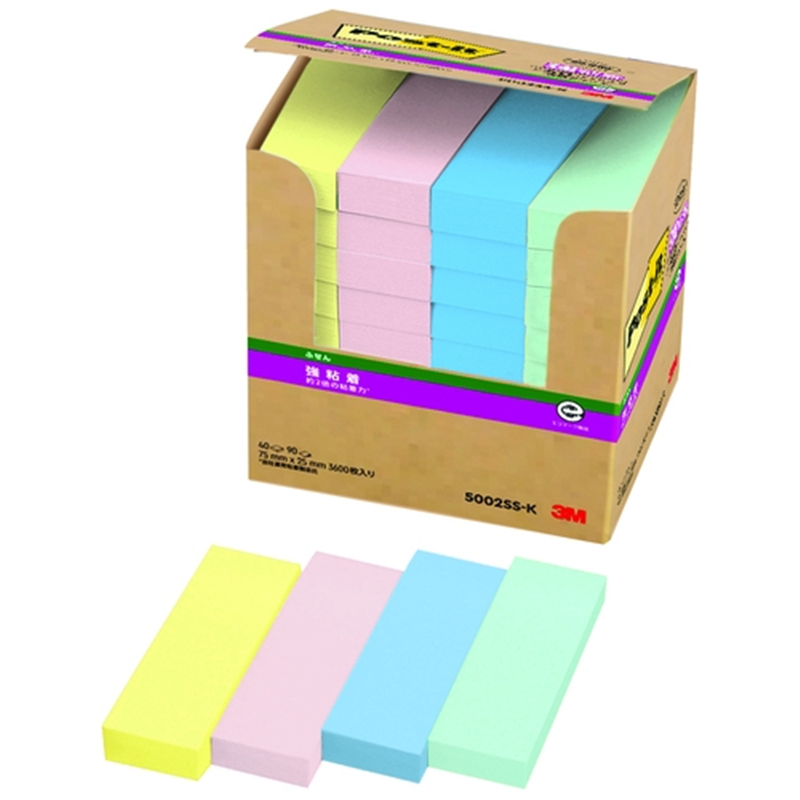 スリーエム ジャパン Post-it強粘着75×25mm 5002SS-K 4色 1個（ご注文単位1個）【直送品】