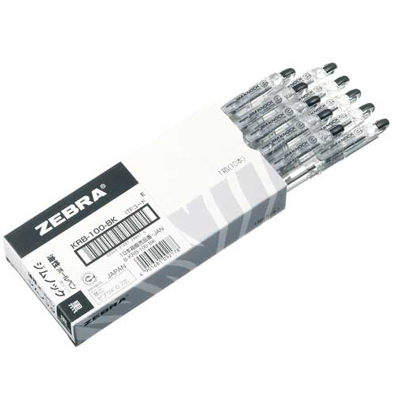 ゼブラ ボールペン ジムノック KRB-100-BK 黒 10本 1個(ご注文単位1個)【直送品】