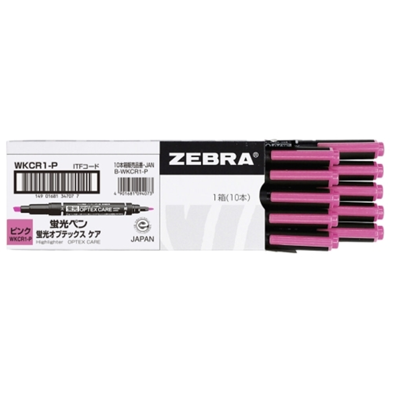 ゼブラ 蛍光オプテックスケア WKCR1-P 桃 10本 1個（ご注文単位1個）【直送品】