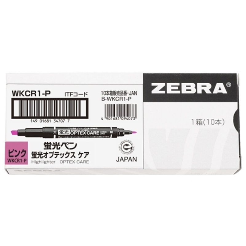 ゼブラ 蛍光オプテックスケア WKCR1-P 桃 10本 1個（ご注文単位1個）【直送品】