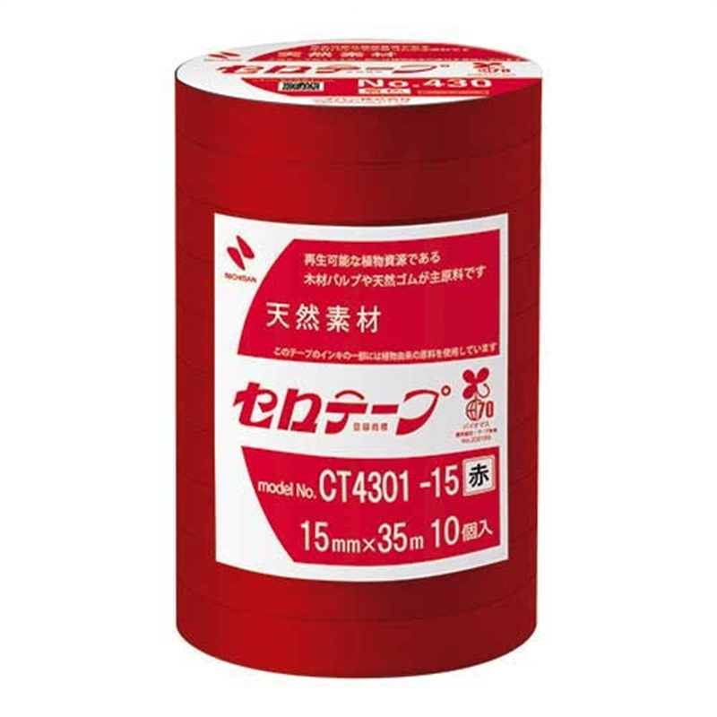 ニチバン セロテープNo430赤 15mm×35m10巻CT4301-15 1個（ご注文単位1個）【直送品】