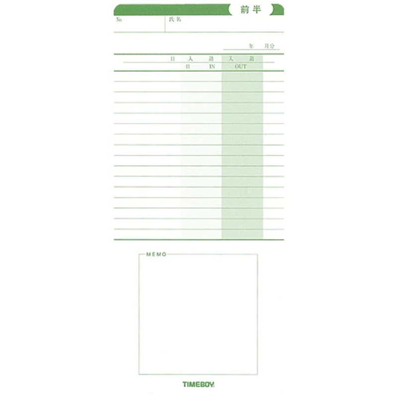 ニッポー タイムレコーダー タイムボーイ Nカード 1個(ご注文単位1個)【直送品】