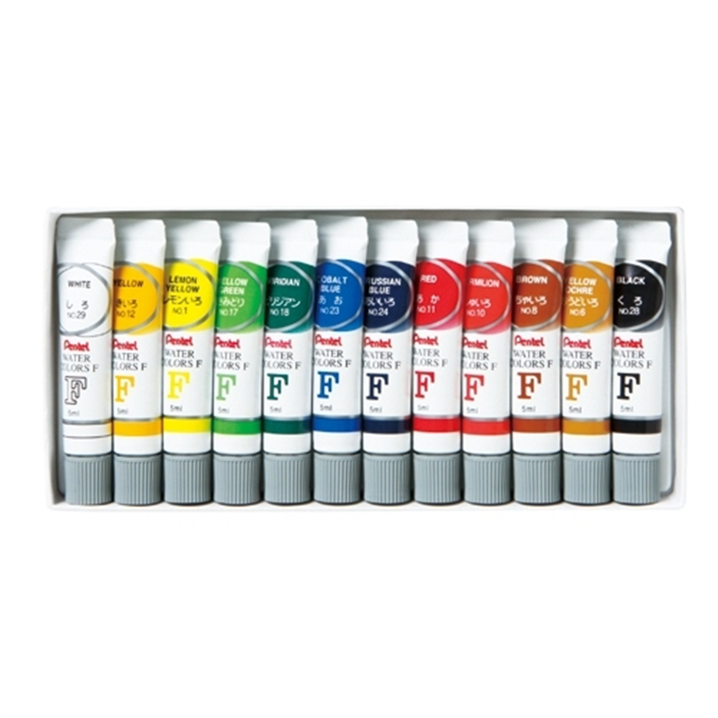 ぺんてる エフ水彩 ラミネートチューブ 12色 1個（ご注文単位1個）【直送品】