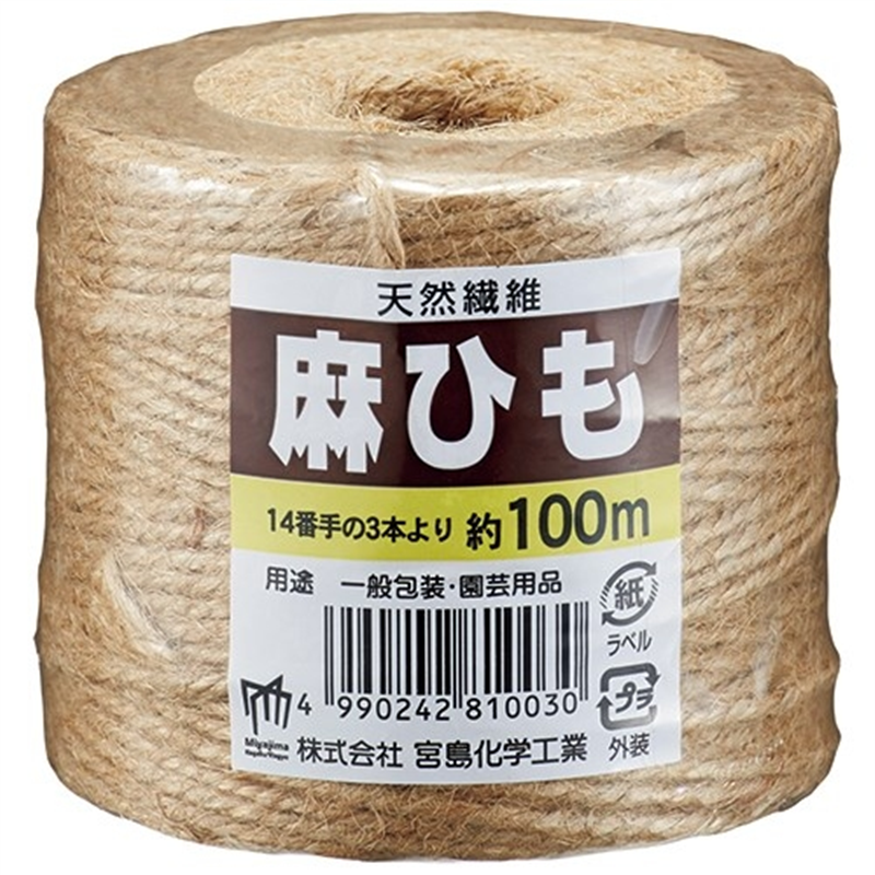 宮島化学工業 麻ひも 100m巻 Y003 1個（ご注文単位1個）【直送品】