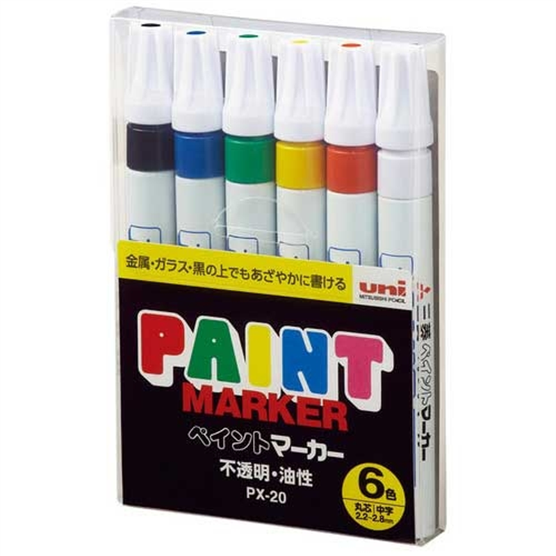 三菱鉛筆 ペイントマーカー PX-206C 中字 6色 1個(ご注文単位1個)【直送品】