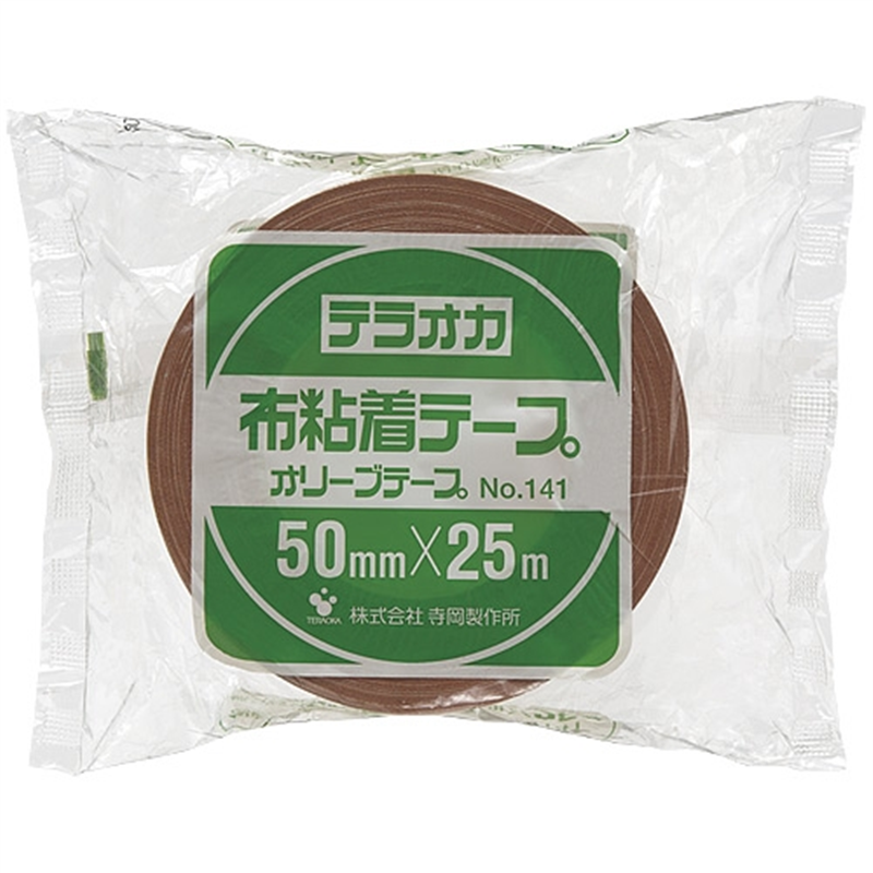 寺岡製作所 オリーブテープ 141 50mm×25m 1個(ご注文単位1個)【直送品】