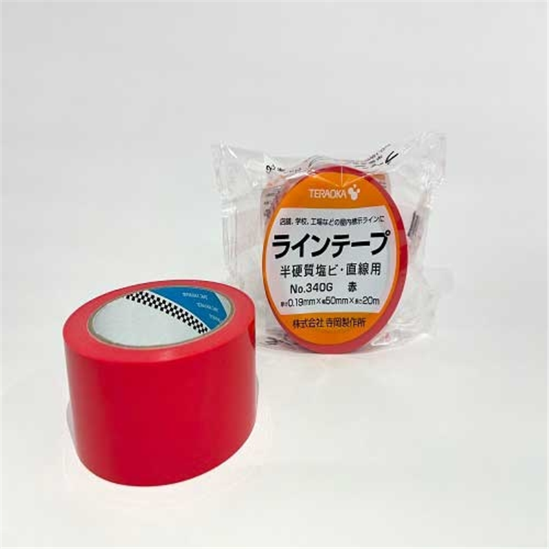 寺岡製作所 ラインテープ No.340G 赤 50mm×20m 1個(ご注文単位1個)【直送品】