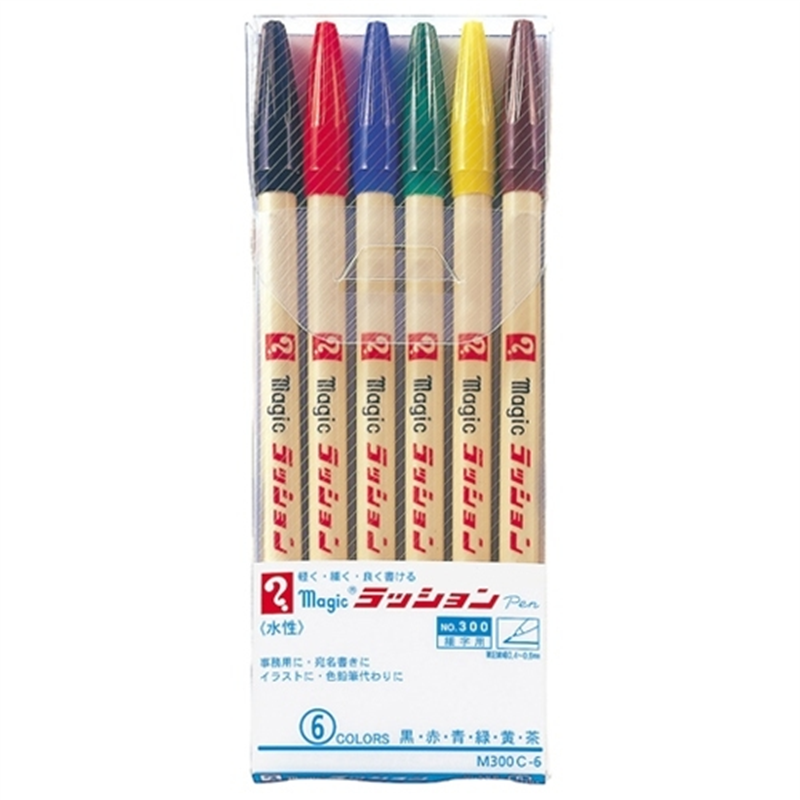 寺西化学工業 ラッションペン M300C-6 細字 6色セット 1個(ご注文単位1個)【直送品】