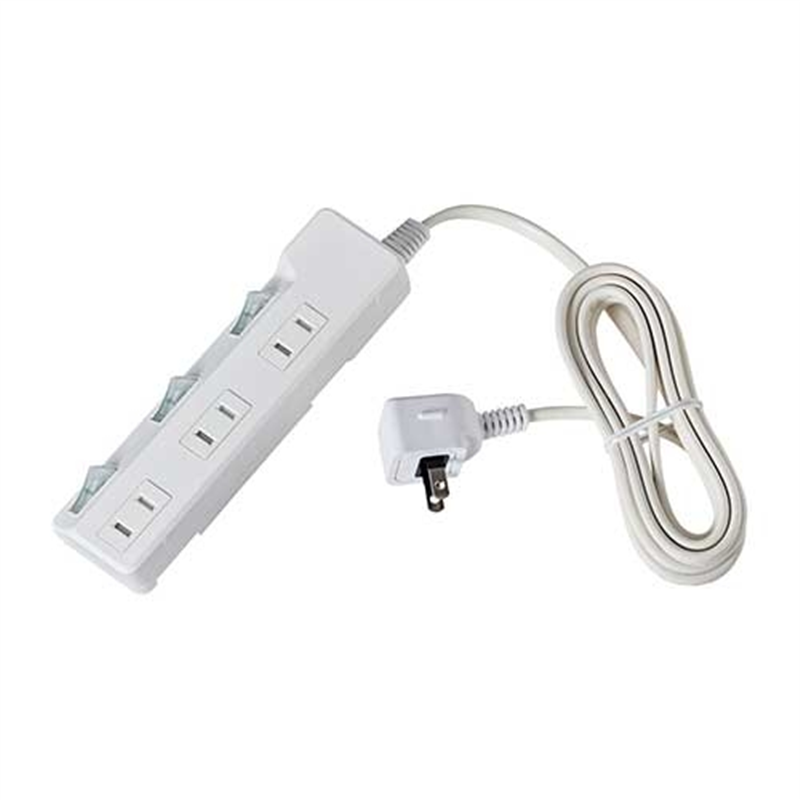 朝日電器 耐雷SW付タップ 3個口 2m WLK-32S(W) 1個（ご注文単位1個）【直送品】