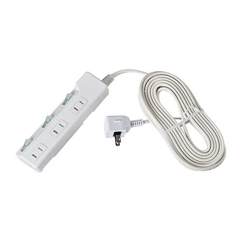 朝日電器 耐雷SW付タップ 3個口 5m WLK-35S(W) 1個（ご注文単位1個）【直送品】