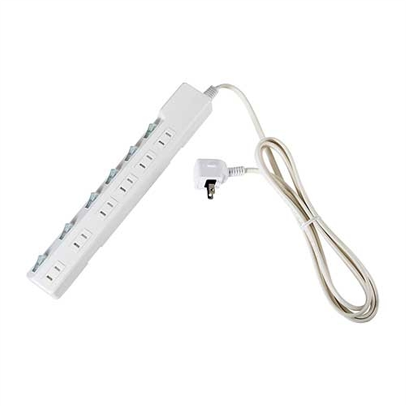 朝日電器 耐雷SW付タップ 6個口 2m WLK-62S(W) 1個（ご注文単位1個）【直送品】