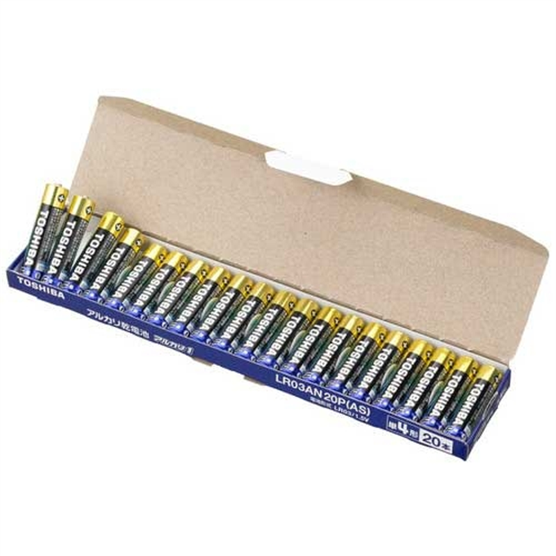 東芝 東芝アルカリ乾電池単4形フィルム無20本1箱 1個（ご注文単位1個）【直送品】