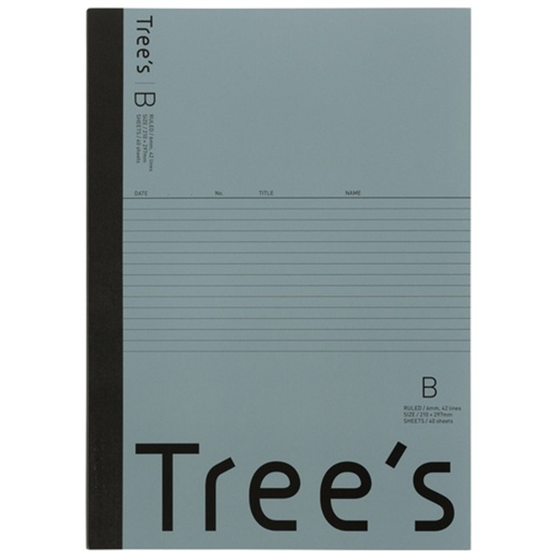 日本ノート Trees A4 B罫 40枚 ブルーグレー 1個（ご注文単位1個）【直送品】