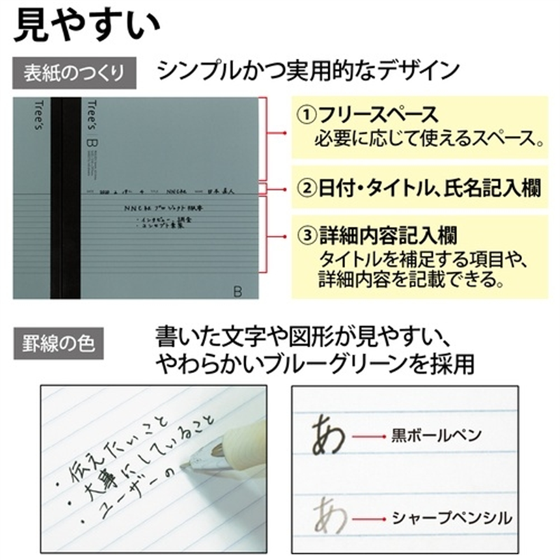 日本ノート Trees A4 B罫 40枚 ブルーグレー 1個(ご注文単位1個)【直送品】
