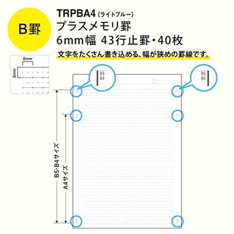 日本ノート Trees A4 Pメモリ B罫40枚 ライトブルー 1個(ご注文単位1個)【直送品】