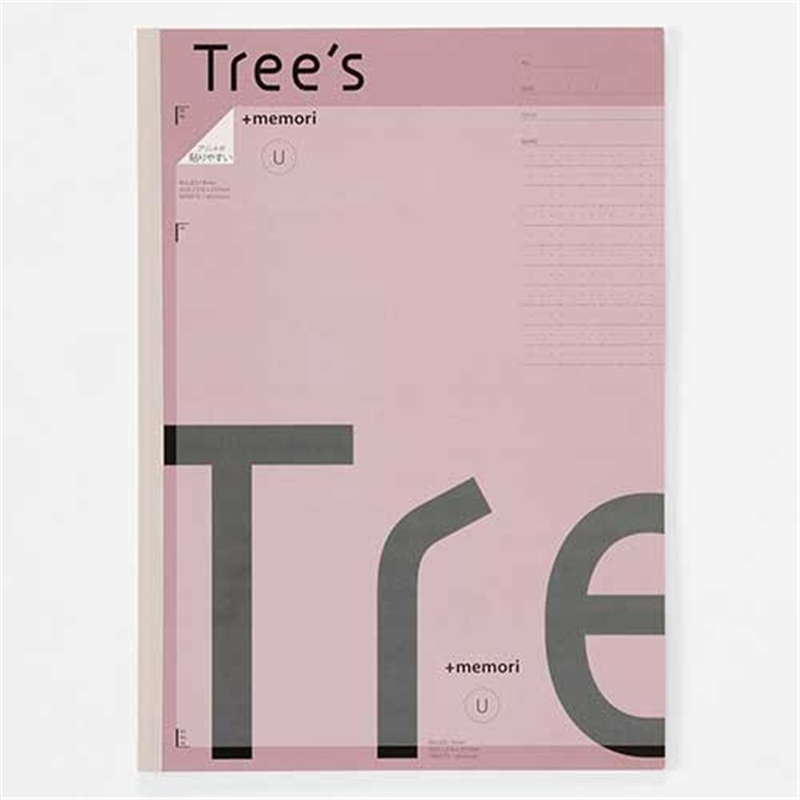 日本ノート Trees A4 Pメモリ U罫40枚 スモークピンク 1個（ご注文単位1個）【直送品】