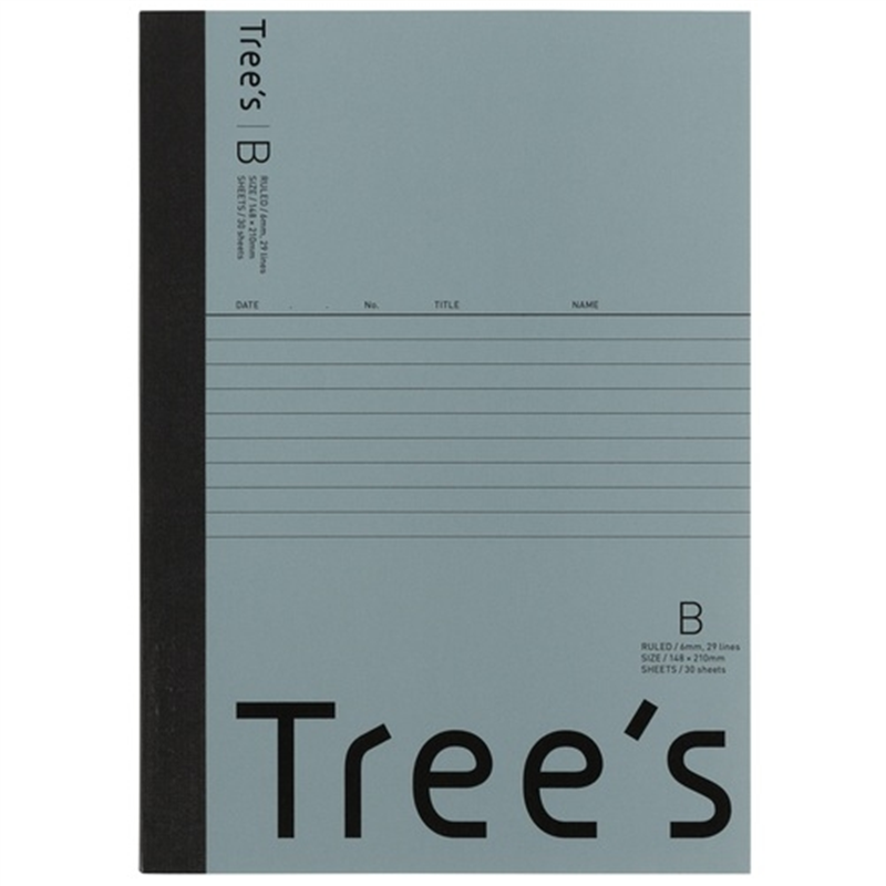 日本ノート Trees A5 B罫 30枚 ブルーグレー 1個(ご注文単位1個)【直送品】