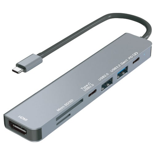 HIDISC Type-C 7in1 USBハブ HD-7IN1HBSV（ご注文単位1個）【直送品】