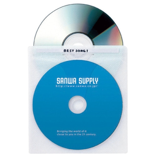 サンワサプライ CD/DVD不織布ケース index付両面 50枚/セット（ご注文単位1セット）【直送品】