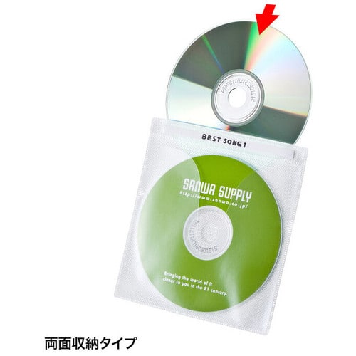 サンワサプライ CD/DVD不織布ケース index付両面 50枚/セット(ご注文単位1セット)【直送品】