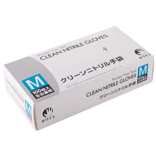 MISM クリーンニトリル手袋 M ホワイト 100枚/箱（ご注文単位1箱）【直送品】