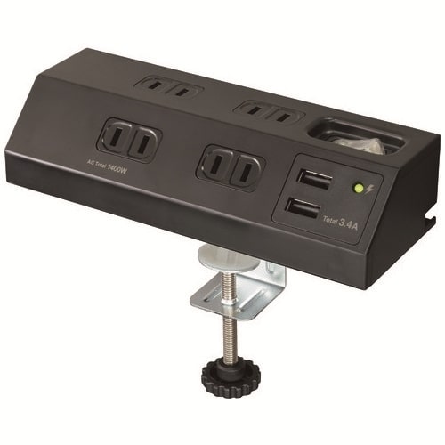 朝日電器 集中SW付デスクUSBタップWLS-DS4232SUA(BK)（ご注文単位1個）【直送品】