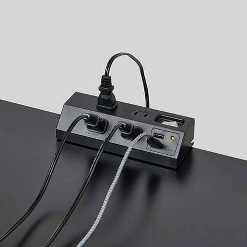 朝日電器 集中SW付デスクUSBタップWLS-DS4232SUA(BK)(ご注文単位1個)【直送品】