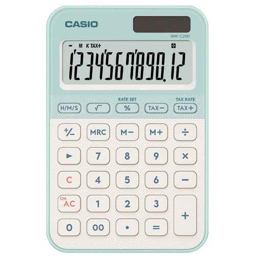 カシオ計算機 カラフル電卓12桁 Lグリーン MW-C20D-LG-N（ご注文単位1個）【直送品】