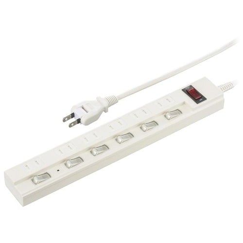 オーム電機 節電タップ雷ガード ブレーカー付 6個口 2m（ご注文単位1個）【直送品】