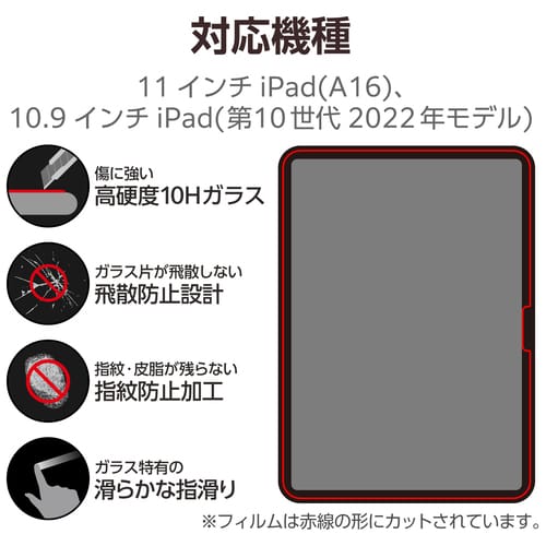 エレコム iPad液晶フィルム ガラス TB-A25RFLGGT(ご注文単位1個)【直送品】