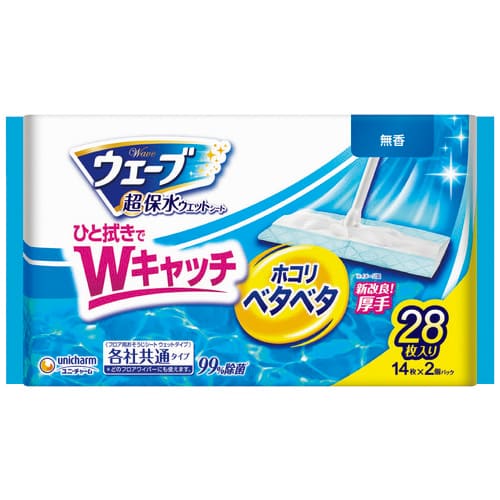 ユニ・チャーム ウェーブ フロア用ウェットシート 28枚/パック（ご注文単位1パック）【直送品】