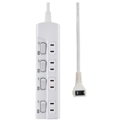 朝日電器 ランプレスSW付タップ 4個口 2m WLK-E42(W)（ご注文単位1個）【直送品】