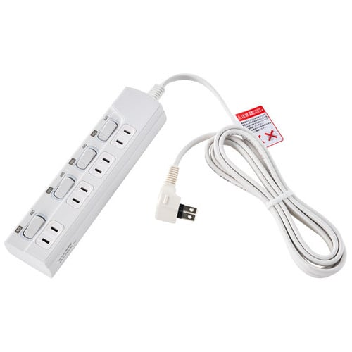 朝日電器 ランプレスSW付タップ 4個口 2m WLK-E42(W)(ご注文単位1個)【直送品】