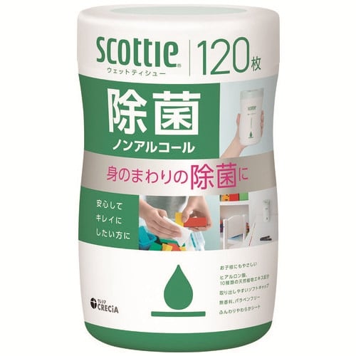 日本製紙クレシア スコッティウェット除菌ノンアル 本体 120枚/パック（ご注文単位1パック）【直送品】