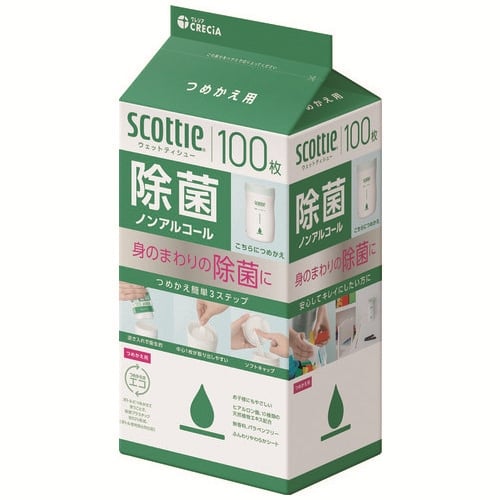 日本製紙クレシア スコッティウェット除菌Nアル 詰替 100枚×24パック/セット（ご注文単位1セット）【直送品】
